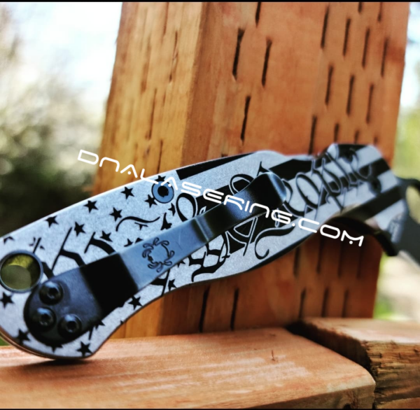 Spyderco PM2 - We the People - US Flag - Engraved PM2 Titanium Knife Scales - Paramilitary 2 - EDC Gear - Knife & Hardware Optional