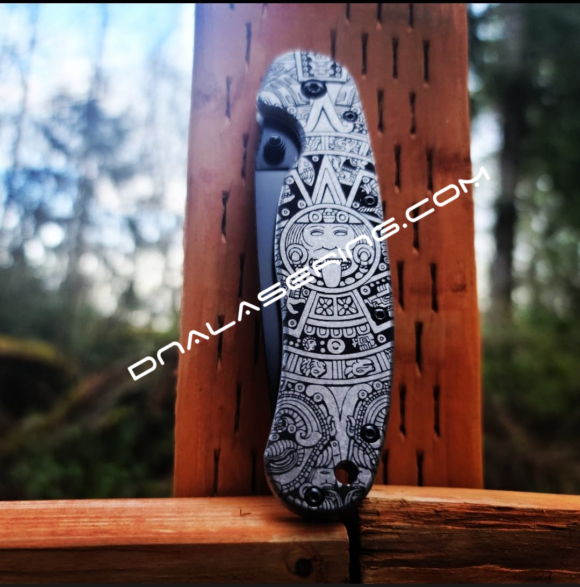 Ontario Rat 1 - Aztec Calendar - Deep Laser Engraved Titanium Knife Scales - EDC Gear *Scales Only* - Image 3