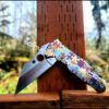 Spyderco Yojimbo 2 - Puzzle Pieces - Annealed MOPA Colors - Laser Engraved Titanium Scales - EDC Gear - Fully Installed Knife Option