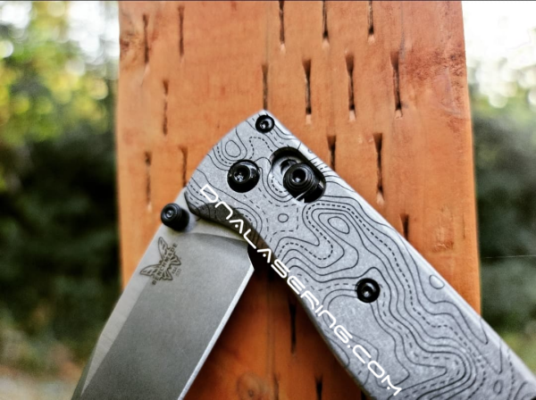 Benchmade Bugout TI - Topographic Map - Deep Laser Engraved Titanium Scales - EDC Gear *Scales Only*