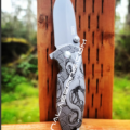 CRKT - Squid Framelock - Kraken with Waves - Deep Laser Engraved - Stainless Steel - Lucas Burnley - EDC Knife - Image 2