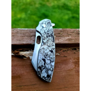 CRKT Large Pilar - Teenage Mutant Ninja Turtles - Fiber Laser Deep Engraved Knife Scale - EDC - NIB Complete Knife