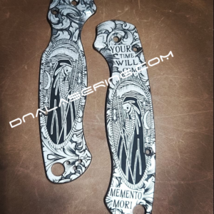 Spyderco PM2 - Memento Mori - Fiber Laser Deep Engraved - Titanium Knife Scales - EDC Gear - Knife & Hardware Optional