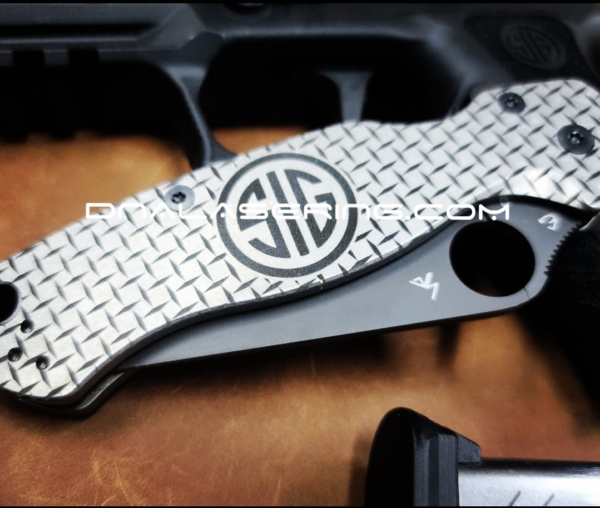 Spyderco PM2 TI - SIG - Deep Engraved Titanium Knife Scales - Paramilitary 2 - EDC Gear - Knife & Hardware Optional