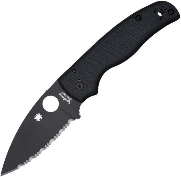 Spyderco Shaman - Black Serrated Blade - Black G10 - EDC Knife - NIB