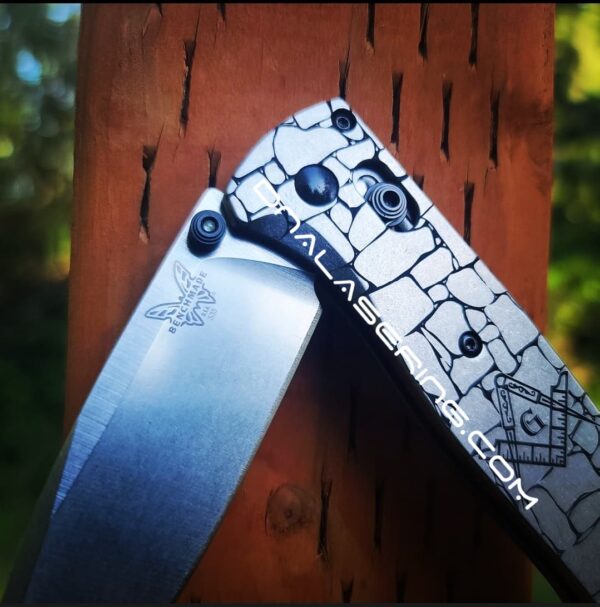Benchmade Bugout TI - Freemason - Masonic Symbol - Deep Laser Engraved Titanium Scales - EDC Gear *Scales Only*