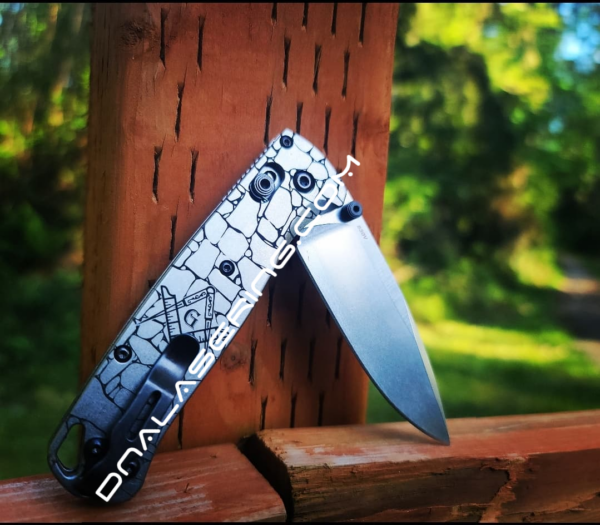 Benchmade Bugout TI - Freemason - Masonic Symbol - Deep Laser Engraved Titanium Scales - EDC Gear *Scales Only*