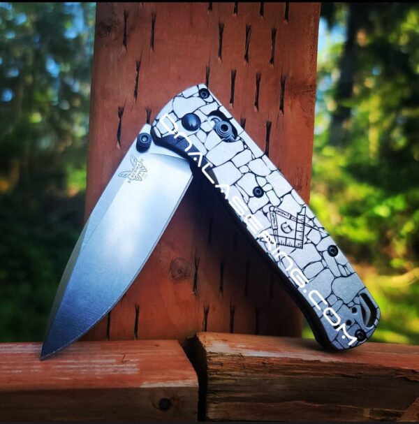 Benchmade Bugout TI - Freemason - Masonic Symbol - Deep Laser Engraved Titanium Scales - EDC Gear *Scales Only*