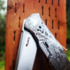 Ruike P108 - Japanese Warrior - Samurai Skulls - Fiber Laser Deep Engraved - EDC Knife - NIB