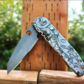 Spyderco Smock - Leaf Scroll - Fiber Laser Deep Engraved - Titanium Scales - EDC Gear *Scales Only*