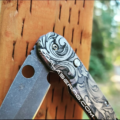 Spyderco Smock - Leaf Scroll - Fiber Laser Deep Engraved - Titanium Scales - EDC Gear *Scales Only* - Image 2
