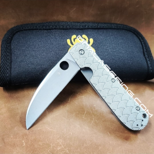 Spyderco Swayback - Seigaiha Waves - Laser Engraved - Titanium Scales - Complete Knife