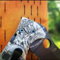 Spyderco Yojimbo 2 TI - Fearless - Tarantula Inside Skull - Deep Laser Engraved - Titanium Scales - EDC Gear - Fully Installed Knife Option - Image 3