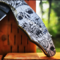 Spyderco Yojimbo 2 TI - Fearless - Tarantula Inside Skull - Deep Laser Engraved - Titanium Scales - EDC Gear - Fully Installed Knife Option - Image 2
