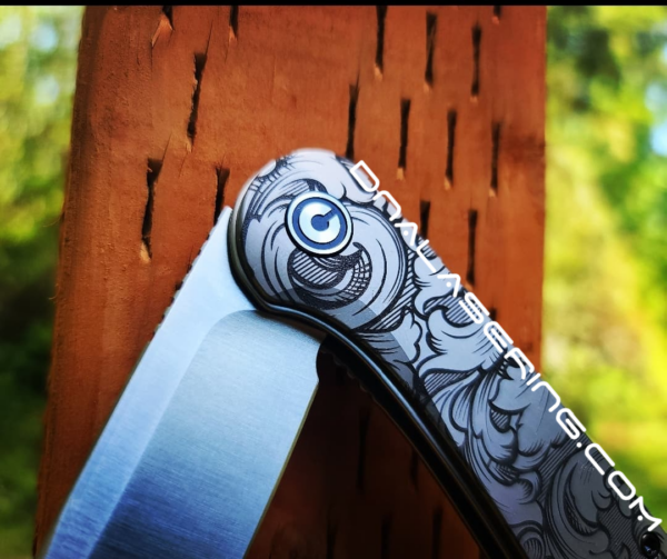 Civivi Elementum - Leaf Scroll - Deep Laser Engraved Titanium Knife Scales - EDC Gear - Knife Install Optional