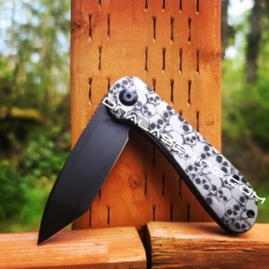 Civivi Elementum - Skulls Pattern - Deep Laser Engraved Titanium Knife Scales - EDC Gear - Knife Install Optional