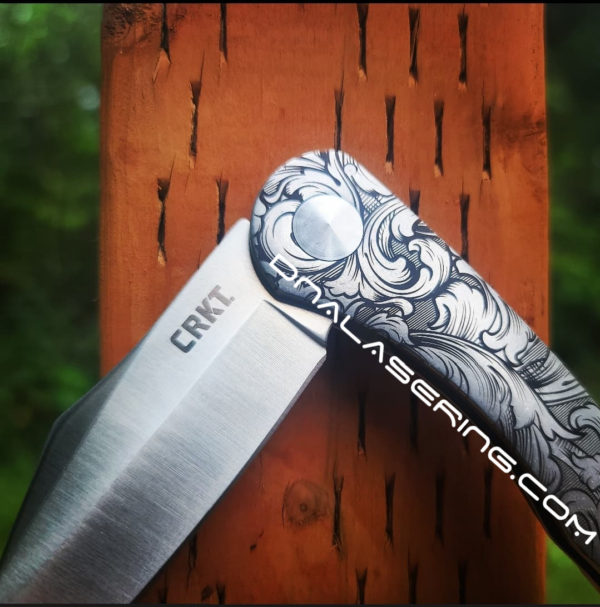CRKT Jettison - Leaf Scroll - Fiber Laser Deep Engraved Knife Scale - EDC - NIB Complete Knife