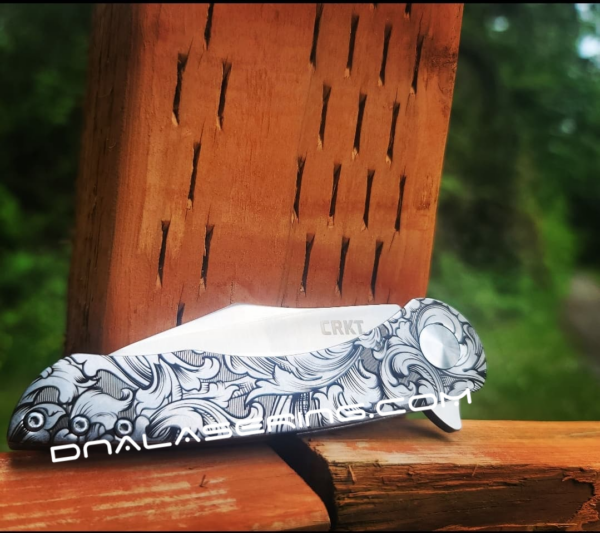 CRKT Jettison - Leaf Scroll - Fiber Laser Deep Engraved Knife Scale - EDC - NIB Complete Knife