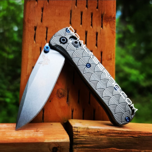 MINI Benchmade Bugout - Seigaiha Pattern 2.0 - Japanese Waves - Deep Laser Engraved Titanium Scales - EDC Gear *SCALES ONLY*