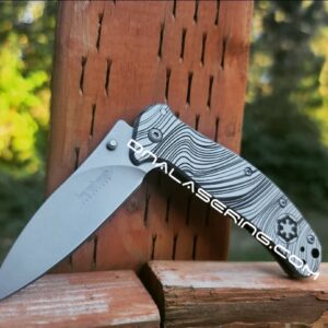 Kershaw Zing SS - Beskar Ingot - Star Wars - Mandalorian - Deep Fiber Laser Engraved - Double Sided Black Engraving - EDC Knife - NIB