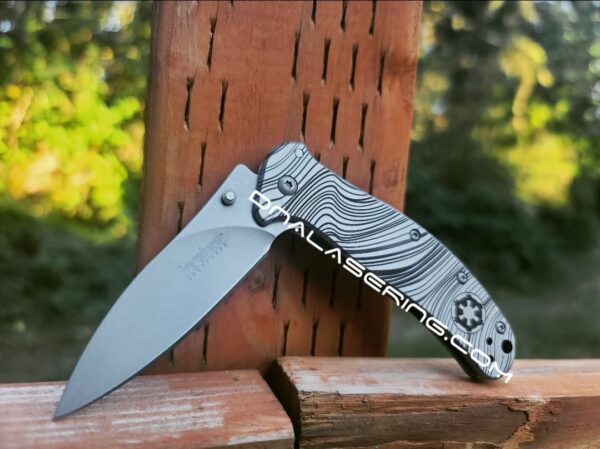 Kershaw Zing SS - Beskar Ingot - Star Wars - Mandalorian - Deep Fiber Laser Engraved - Double Sided Black Engraving - EDC Knife - NIB