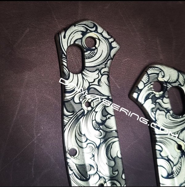 Benchmade 945 MINI Osborne - Leaf Scroll - Deep Laser Engraved Brass Scales - EDC Gear *Scales Only*