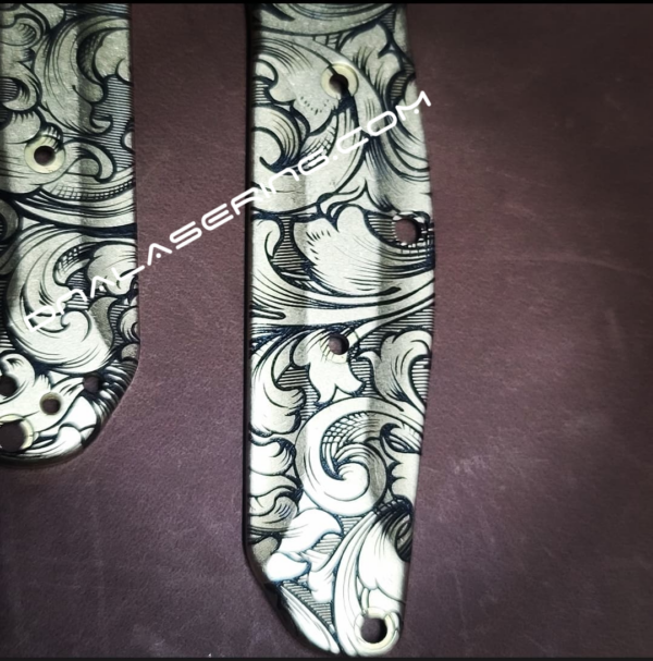 Benchmade 945 MINI Osborne - Leaf Scroll - Deep Laser Engraved Brass Scales - EDC Gear *Scales Only*