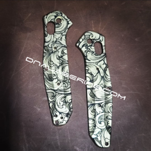 Benchmade 945 MINI Osborne - Leaf Scroll - Deep Laser Engraved Brass Scales - EDC Gear *Scales Only*