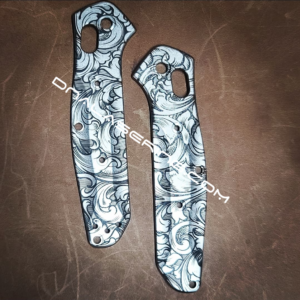 Benchmade 945 MINI Osborne - Leaf Scroll - Deep Laser Engraved Titanium Scales - EDC Gear *Scales Only*