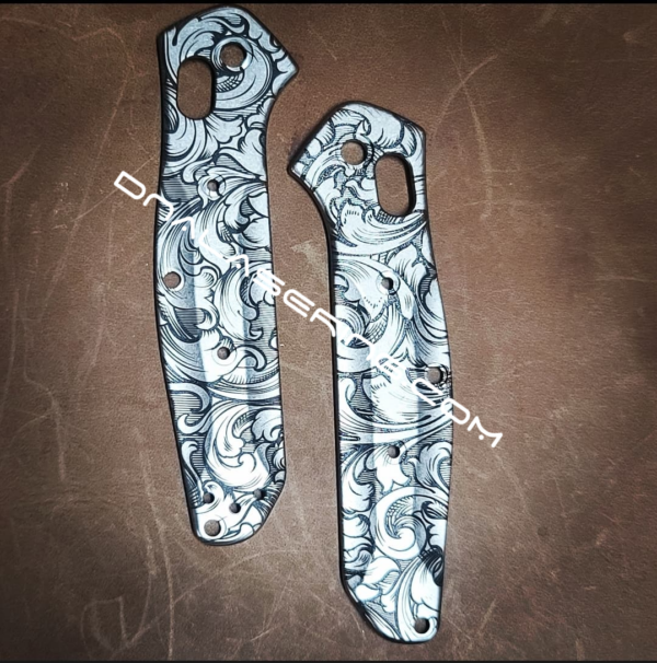 Benchmade 945 MINI Osborne - Leaf Scroll - Deep Laser Engraved Titanium Scales - EDC Gear *Scales Only*