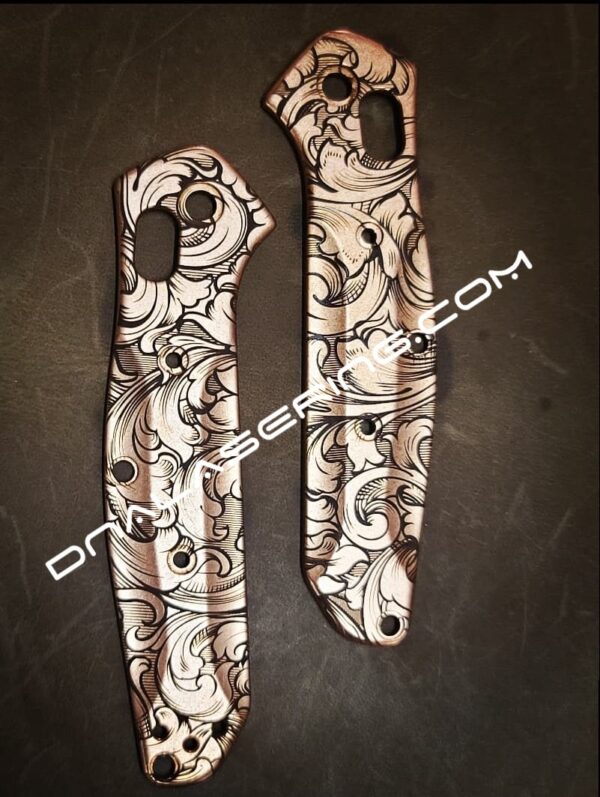 Benchmade 945 MINI Osborne - Leaf Scroll - Deep Laser Engraved Copper Scales - EDC Gear *Scales Only*