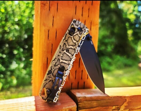 Benchmade Bugout - Snake Skin - Reptile Pattern - Deep Laser Engraved Brass Knife Scales - EDC Gear *Scales Only*
