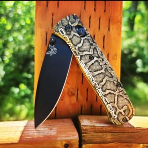 Benchmade Bugout - Snake Skin - Reptile Pattern - Deep Laser Engraved Brass Knife Scales - EDC Gear *Scales Only*
