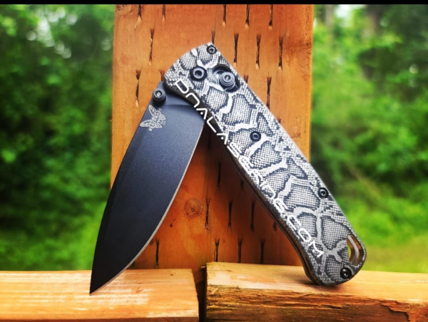 Benchmade Bugout TI - Snake Skin - Reptile Pattern - Deep Laser Engraved Titanium Scales - EDC Gear *Scales Only*