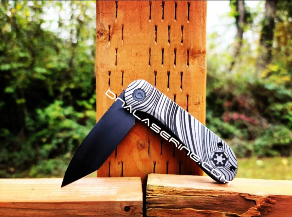 Civivi Elementum - Beskar Ingot - Mando - Deep Laser Engraved Titanium Knife Scales - EDC Gear - Knife Install Optional