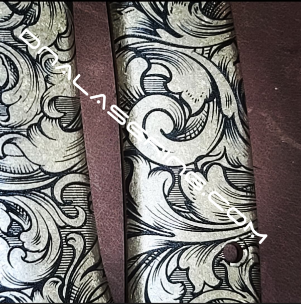 Benchmade Proper - Leaf Scroll - Deep Laser Engraved Brass Scales - EDC Gear *Scales Only*