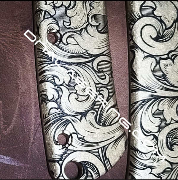 Benchmade Proper - Leaf Scroll - Deep Laser Engraved Brass Scales - EDC Gear *Scales Only*