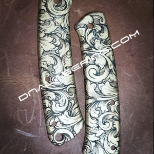 Benchmade Proper - Leaf Scroll - Deep Laser Engraved Brass Scales - EDC Gear *Scales Only*