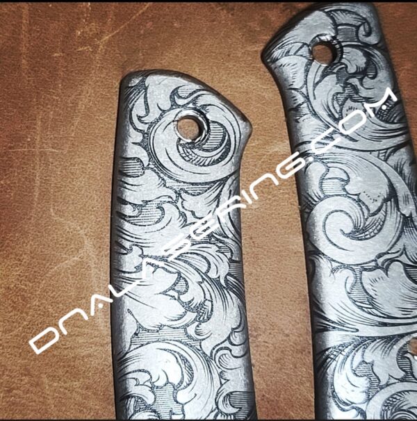 Benchmade Proper - Leaf Scroll - Deep Laser Engraved Titanium Scales - EDC Gear *Scales Only*