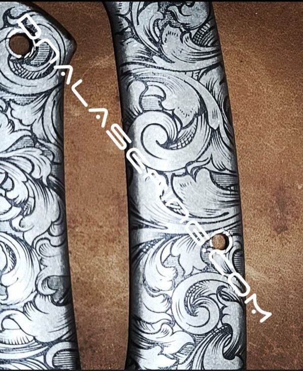 Benchmade Proper - Leaf Scroll - Deep Laser Engraved Titanium Scales - EDC Gear *Scales Only*