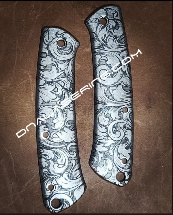 Benchmade Proper - Leaf Scroll - Deep Laser Engraved Titanium Scales - EDC Gear *Scales Only*
