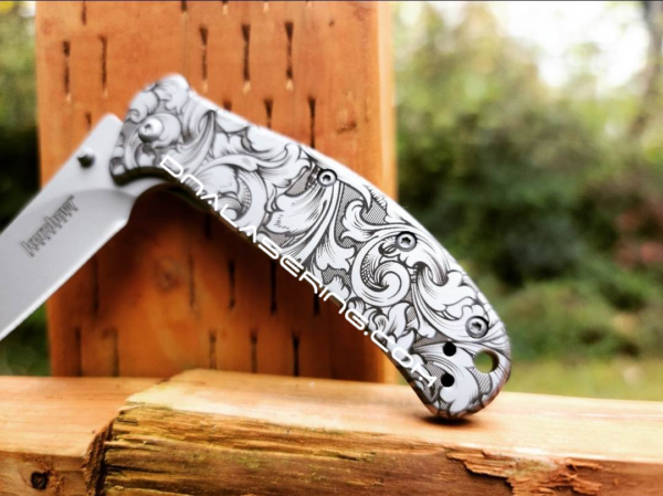 Kershaw Zing - Leaf Scroll - Fiber Laser Engraved - Stainless Steel - EDC Knife - NIB