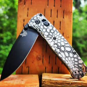 Benchmade Bugout TI - Kryptek Camo - Deep Laser Engraved Titanium Scales - EDC Gear *Scales Only*