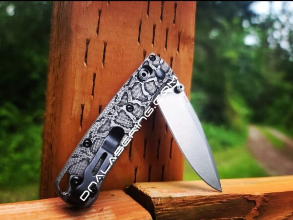 MINI Benchmade Bugout - Snake Skin - Reptile Pattern - Deep Laser Engraved Titanium Scales - EDC Gear *Scales Only*