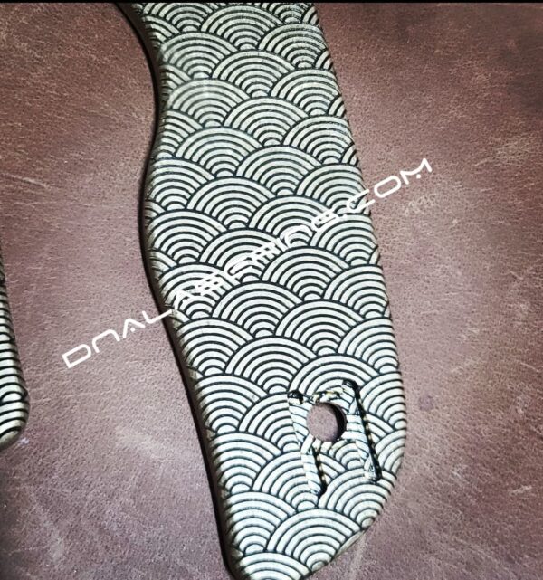 Spyderco Lil Native - Seigaiha - Japanese Waves - Deep Laser Engraved Brass Knife Scales - EDC Gear *Scales Only*