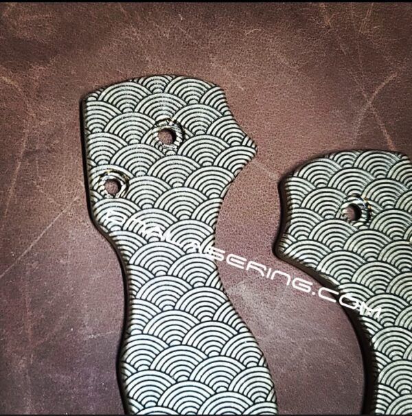 Spyderco Lil Native - Seigaiha - Japanese Waves - Deep Laser Engraved Brass Knife Scales - EDC Gear *Scales Only*