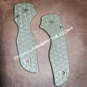 Spyderco Lil Native - Seigaiha - Japanese Waves - Deep Laser Engraved Brass Knife Scales - EDC Gear *Scales Only*