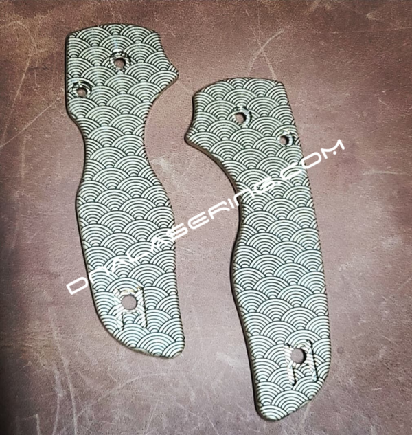 Spyderco Lil Native - Seigaiha - Japanese Waves - Deep Laser Engraved Brass Knife Scales - EDC Gear *Scales Only*