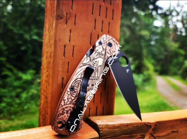 Spyderco PM2 Copper - Kraken Pirate Ship 3.0 - Deep Laser Engraved Copper Knife Scales - EDC Gear - Hardware & Knife Install Options