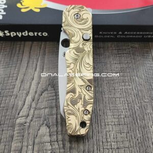 PM3 MAGNACUT Spyderco Para 3 Salt - Mandala Paisley Engraved AWT Skinny Titanium Scales - LynchNW Blacksmith Pocket Clip - Complete Knife